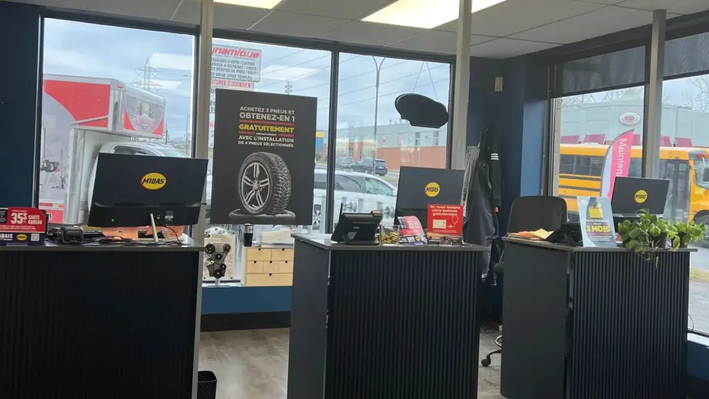 Réception du garage Midas Rivière-des-Prairies, près d'Anjou
